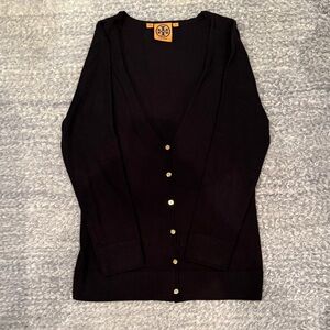 TORY BURCH - 100% Merino Wool Brown Cardigan